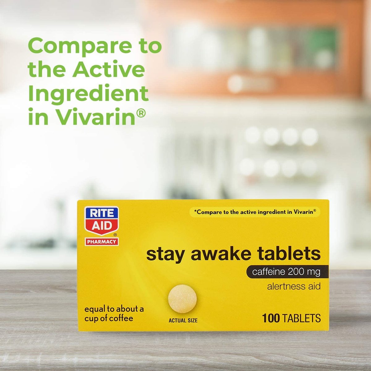 Rite Aid Stay Awake Tabletten Koffein, 200 mg – 100 Tabletten | Koffeinpillen | Koffeinpräparat | 200 mg Koffein Tabletten | Entspricht etwa einer Tasse Kaffee | Unterstützung der geistigen Wachheit | Energiepillen