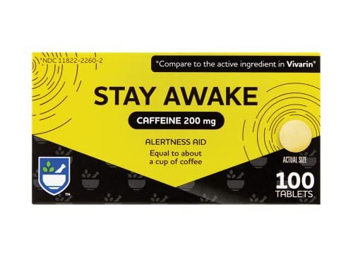 Rite Aid Stay Awake Tabletten Koffein, 200 mg – 100 Tabletten | Koffeinpillen | Koffeinpräparat | 200 mg Koffein Tabletten | Entspricht etwa einer Tasse Kaffee | Unterstützung der geistigen Wachheit | Energiepillen