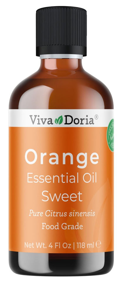 Viva Doria Orangenöl, 100% rein, natürlich, süßes Orangenöl, unverdünnt, für Aromatherapie | Lebensmittelecht, 118 ml (4 Fl Oz)