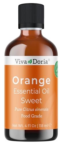 Viva Doria Orangenöl, 100% rein, natürlich, süßes Orangenöl, unverdünnt, für Aromatherapie | Lebensmittelecht, 118 ml (4 Fl Oz)