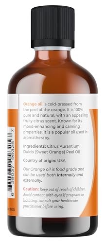 Viva Doria Orangenöl, 100% rein, natürlich, süßes Orangenöl, unverdünnt, für Aromatherapie | Lebensmittelecht, 118 ml (4 Fl Oz)