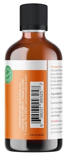 Viva Doria Orangenöl, 100% rein, natürlich, süßes Orangenöl, unverdünnt, für Aromatherapie | Lebensmittelecht, 118 ml (4 Fl Oz)