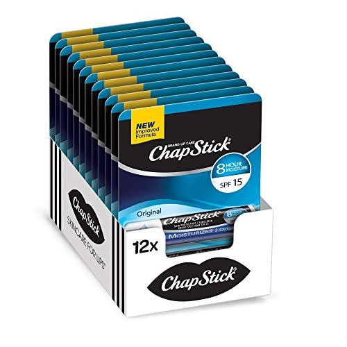 ChapStick Moisturizer Original Lippenbalsam Sticks, SPF 15 und Hautschutz - 0,15 oz (12er Pack)