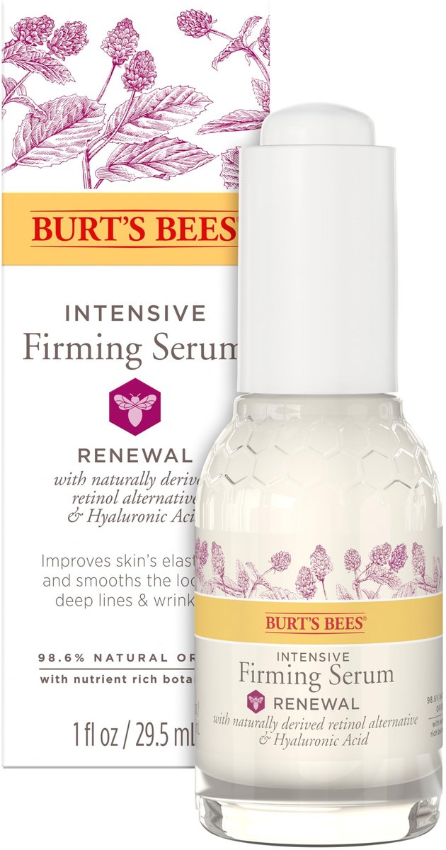 Burt's Bees Renewal Intensive Firming Serum mit natürlicher Retinol-Alternative und Hyaluronsäure, Anti-Aging-Wirkstoffe, 98,6 % natürlichen Ursprungs, 30 ml Flasche