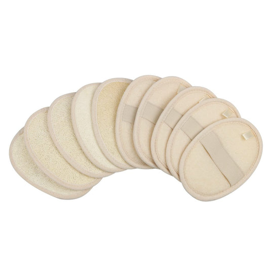 10er-Pack Peeling-Luffa-Schwammpads – Natürliche Luffa & Frottee-Körperpeeling für Dusche und Bad – Mooerca 1