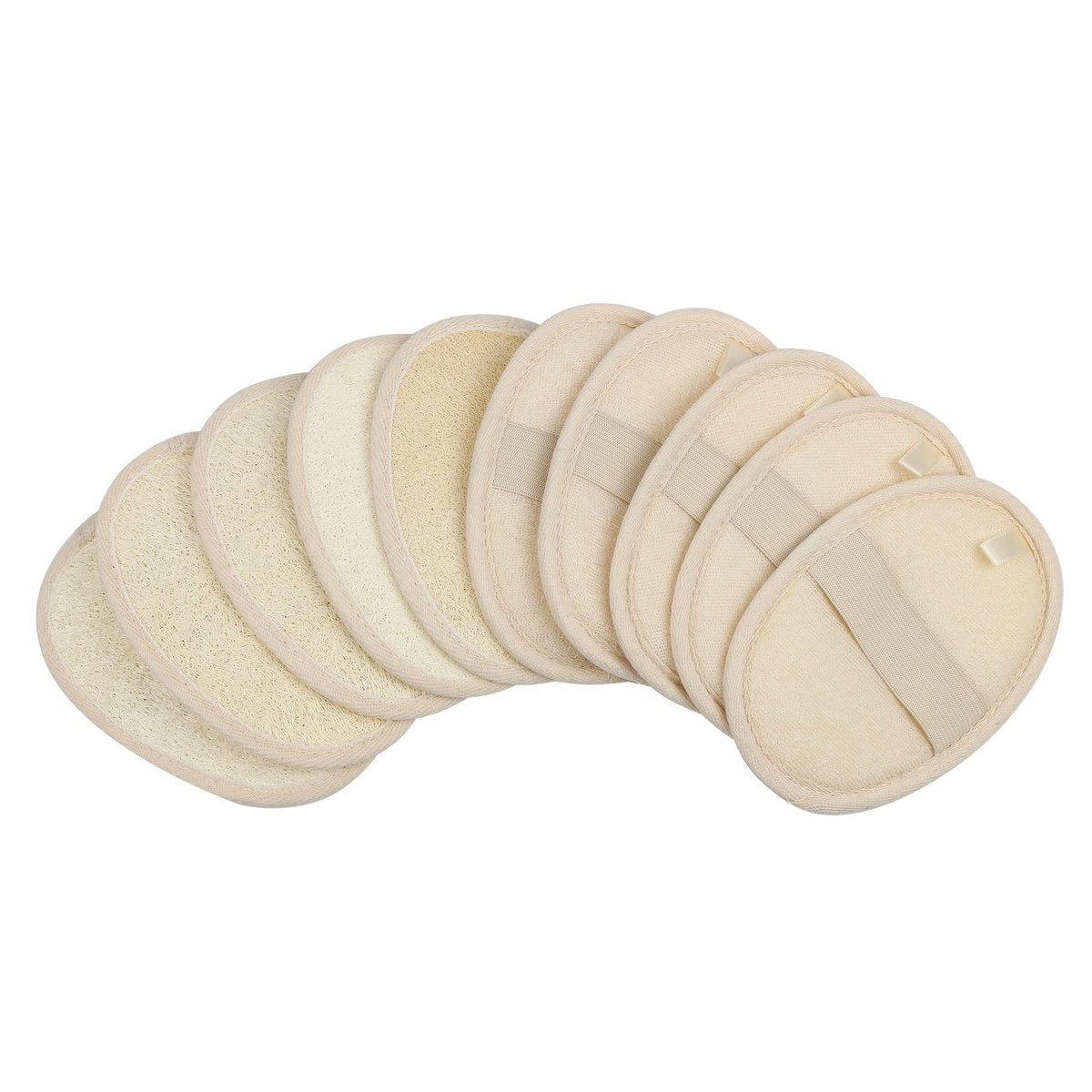 10er-Pack Peeling-Luffa-Schwammpads – Natürliche Luffa & Frottee-Körperpeeling für Dusche und Bad – Mooerca 1