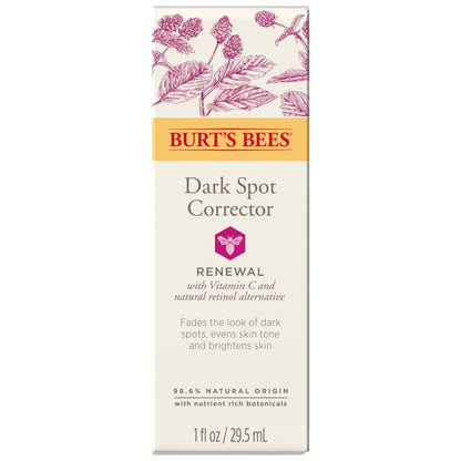 Burt's Bees Renewal Dark Spot Corrector mit natürlichem Retinol-Alternativ und Vitamin C – Reduziert das Erscheinungsbild von dunklen Flecken und ungleichmäßigem Hautton, 98,6 % natürliche Hautpflege, 29,6 ml Flasche