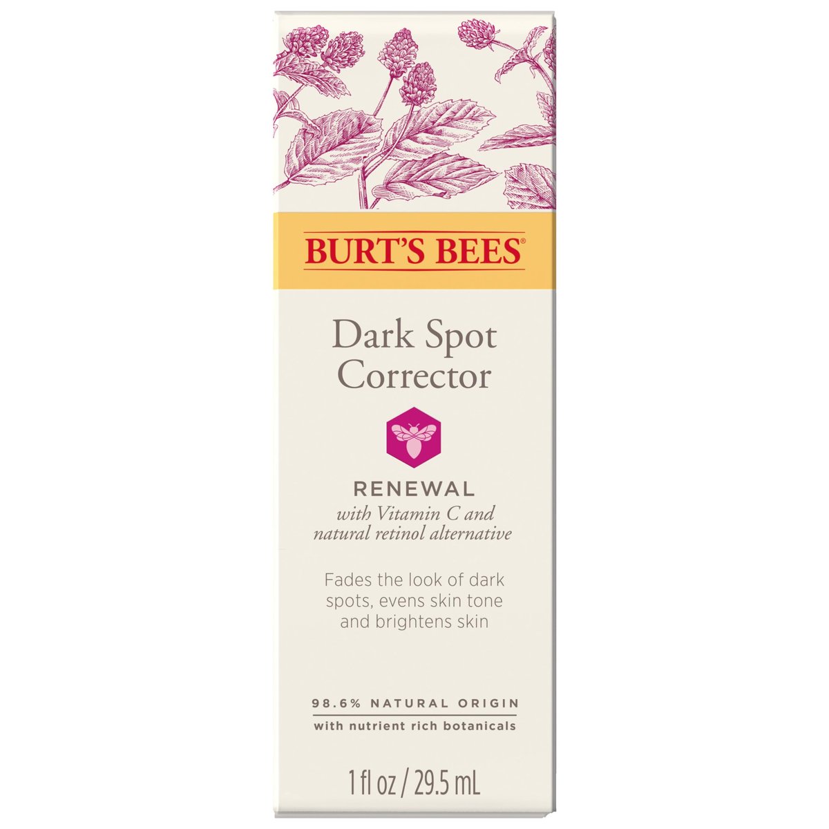 Burt's Bees Renewal Dark Spot Corrector mit natürlichem Retinol-Alternativ und Vitamin C – Reduziert das Erscheinungsbild von dunklen Flecken und ungleichmäßigem Hautton, 98,6 % natürliche Hautpflege, 29,6 ml Flasche
