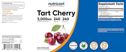 Nutricost Sauerkirsch-Extrakt 240 Kapseln – 240 Portionen pro Flasche – Glutenfrei, Nicht-GMO