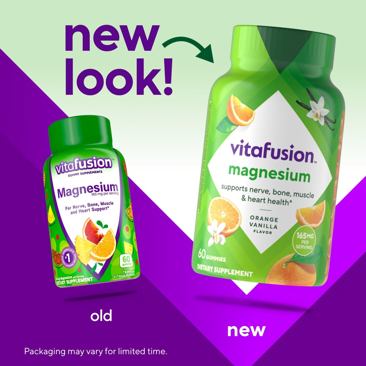 Vitafusion Magnesium Gummis – Nahrungsergänzung für innere Ruhe, tropischer Zitrusgeschmack, 60 Gummis