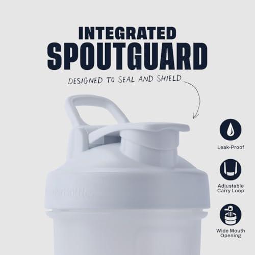 BlenderBottle Classic V2 Shaker Flasche - Perfekt für Proteinshakes und Pre-Workout, 20 Unzen, Weiß