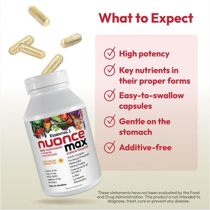 ANDREW LESSMAN Essential-1 Multivitamin mit 2000 IE Vitamin D3, 30 kleine Kapseln – 100 µg Methyl B12, CoQ10, Lutein, Lycopin, Zeaxanthin. Hochdosiert. Ohne Zusätze. Ultra-mild. Eine Kapsel täglich.