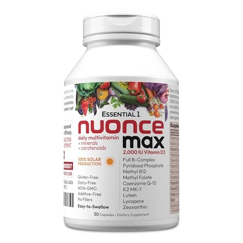 ANDREW LESSMAN Essential-1 Multivitamin mit 2000 IE Vitamin D3, 30 kleine Kapseln – 100 µg Methyl B12, CoQ10, Lutein, Lycopin, Zeaxanthin. Hochdosiert. Ohne Zusätze. Ultra-mild. Eine Kapsel täglich.
