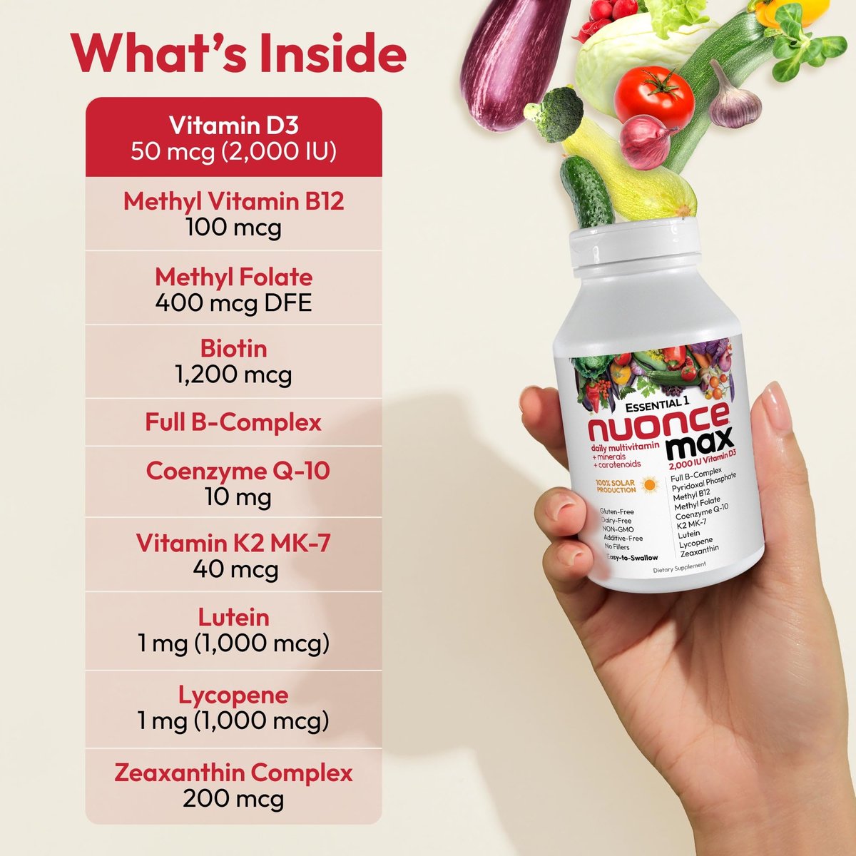 ANDREW LESSMAN Essential-1 Multivitamin mit 2000 IE Vitamin D3, 30 kleine Kapseln – 100 µg Methyl B12, CoQ10, Lutein, Lycopin, Zeaxanthin. Hochdosiert. Ohne Zusätze. Ultra-mild. Eine Kapsel täglich.