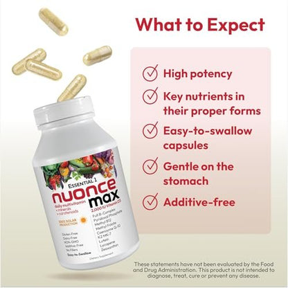 ANDREW LESSMAN Essential-1 Multivitamin mit 2000 IE Vitamin D3, 30 kleine Kapseln – 100 µg Methyl B12, CoQ10, Lutein, Lycopin, Zeaxanthin. Hochdosiert. Ohne Zusätze. Ultra-mild. Eine Kapsel täglich.