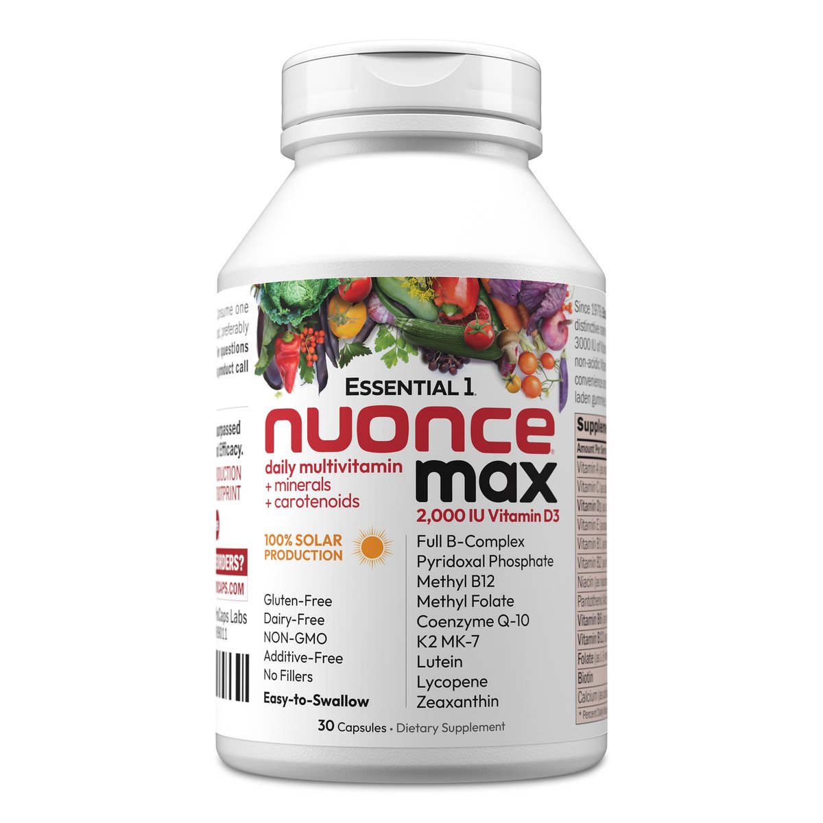 ANDREW LESSMAN Essential-1 Multivitamin mit 2000 IE Vitamin D3, 30 kleine Kapseln – 100 µg Methyl B12, CoQ10, Lutein, Lycopin, Zeaxanthin. Hochdosiert. Ohne Zusätze. Ultra-mild. Eine Kapsel täglich.