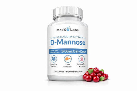 MaxX Labs D-Mannose Kapseln 1400 mg – Hochdosiert mit Cranberry-Extrakt & Hibiskus für die Blasengesundheit, Unterstützung bei Harnwegsinfektionen – 120 Kapseln