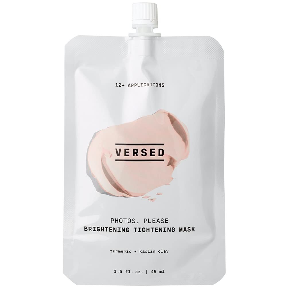 Versed Photos, Please - Straffende, aufhellende Gesichtsmaske mit Kurkuma und Kaolin-Tonerde - Porenverfeinernde, feuchtigkeitsspendende Gesichtsmaske, peelt, entfernt Mitesser, gleicht Hautton aus (1,5 fl oz)