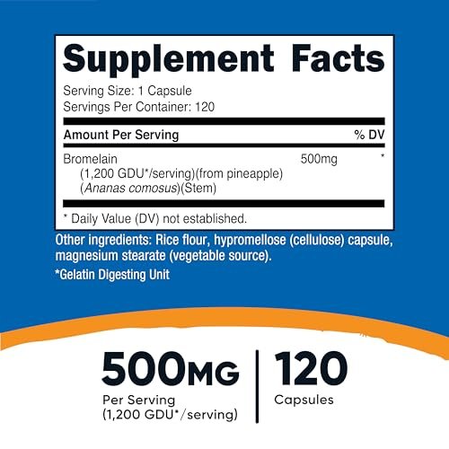 Nutricost Bromelain 500mg, 120 Kapseln - Bromelain (1200 GDU), Nicht-GVO, Glutenfrei