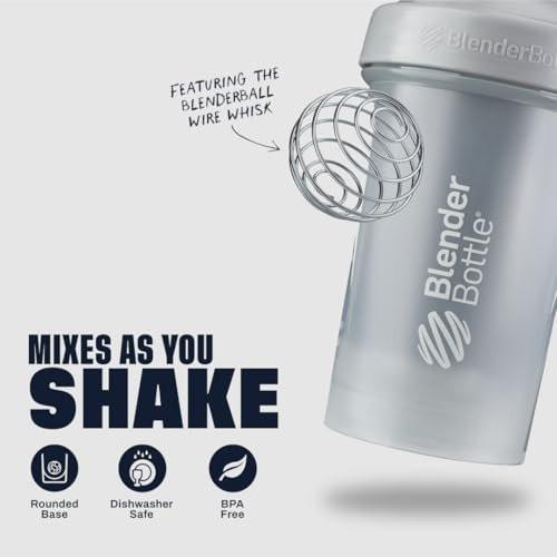 BlenderBottle Classic V2 Shaker Flasche - Perfekt für Proteinshakes und Pre-Workout, 28 Unzen, Kieselgrau