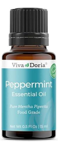 Viva Doria Pfefferminzöl, 100 % reines, natürliches, nordwestliches Pfefferminzöl, unverdünnt, für Aromatherapie | Lebensmittelqualität, 15 ml