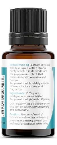 Viva Doria Pfefferminzöl, 100 % reines, natürliches, nordwestliches Pfefferminzöl, unverdünnt, für Aromatherapie | Lebensmittelqualität, 15 ml