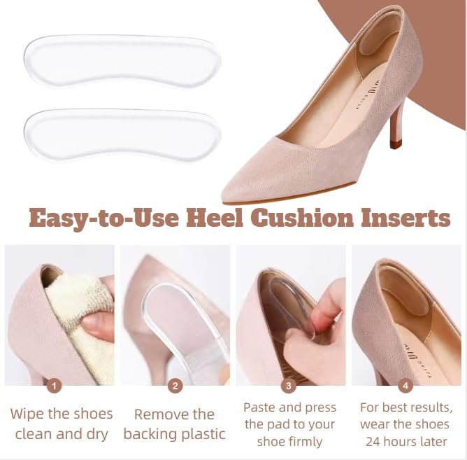 Gel-Fersenpolster für Damen und Herren – 20er Set, klare Fersenkissen für Schuhe
