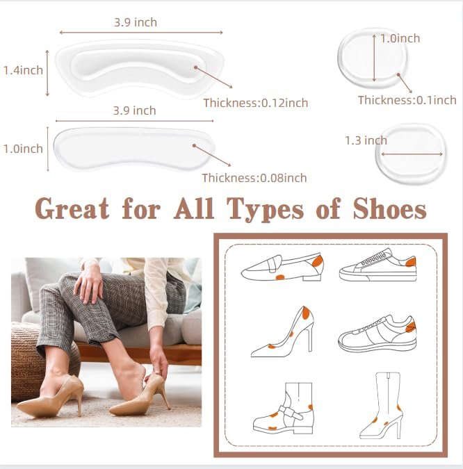 Gel-Fersenpolster für Damen und Herren – 20er Set, klare Fersenkissen für Schuhe