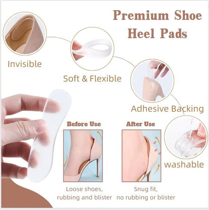 Gel-Fersenpolster für Damen und Herren – 20er Set, klare Fersenkissen für Schuhe