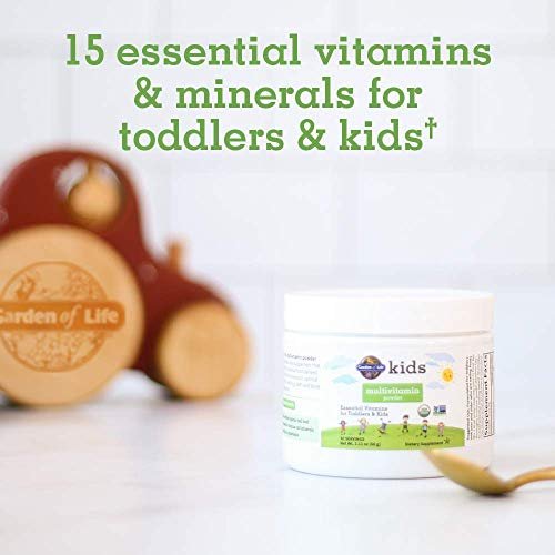 Garden of Life Kids Multivitamin Pulver – Tägliche Vitamine & Mineralien für Kleinkinder & Kinder – Bio Multi-Pulver mit 15 Vitamin C, D3, Zink für gesundes Wachstum – Glutenfrei – 30-Tage-Vorrat