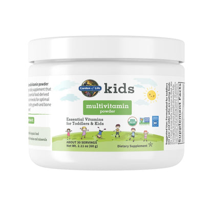Garden of Life Kids Multivitamin Pulver – Tägliche Vitamine & Mineralien für Kleinkinder & Kinder – Bio Multi-Pulver mit 15 Vitamin C, D3, Zink für gesundes Wachstum – Glutenfrei – 30-Tage-Vorrat
