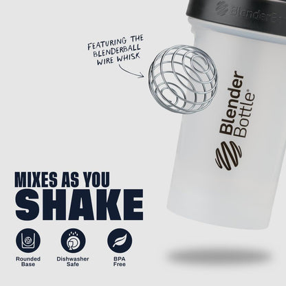 BlenderBottle Classic V2 Shaker-Flasche – 20 Unzen, klar/schwarz – Ideal für Proteinshakes und Pre-Workout
