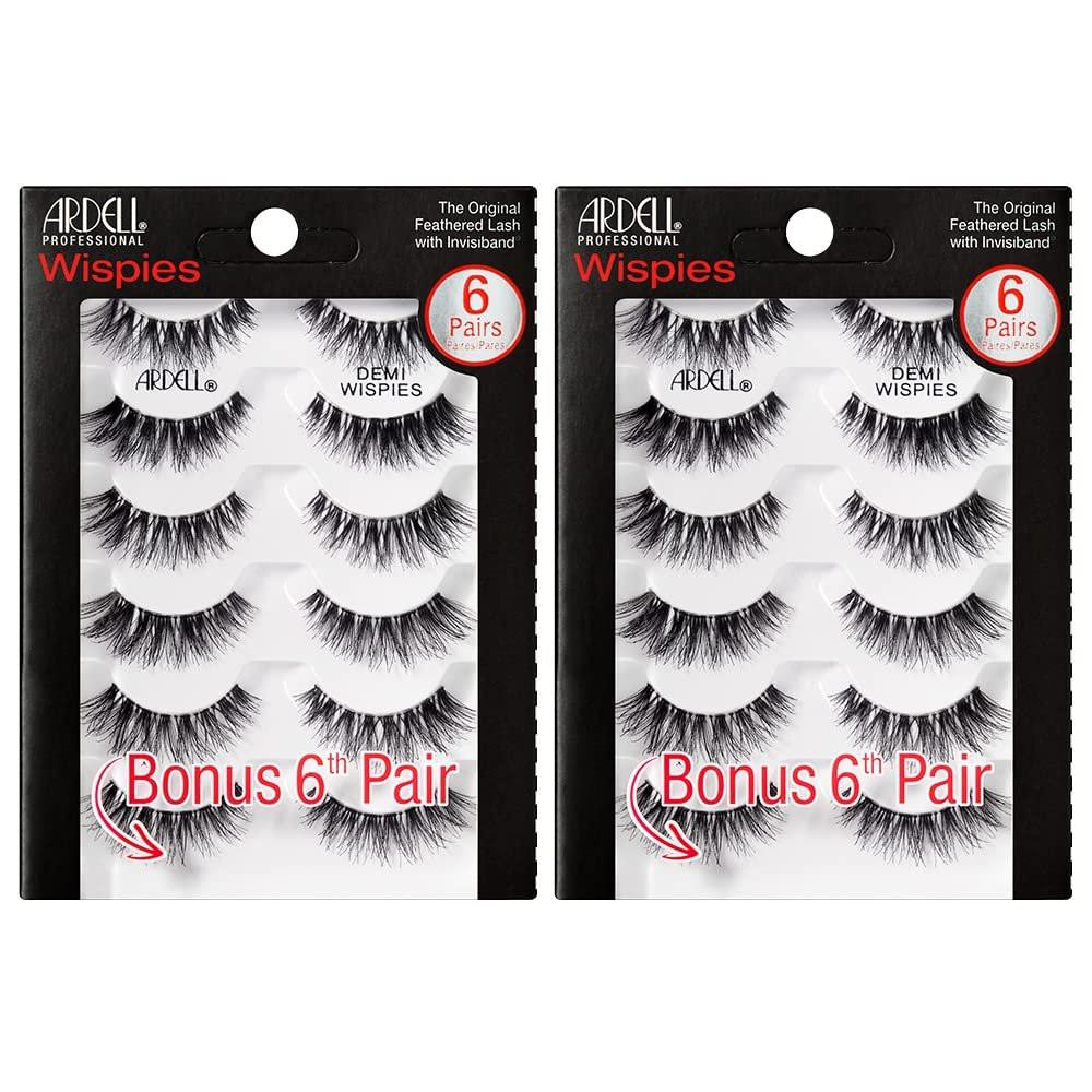 Ardell Demi Wispies False Wimpern Multipack – Natürliche Wimpern mit Invisiband für leichten Tragekomfort, 6 Paar, 2 Pack