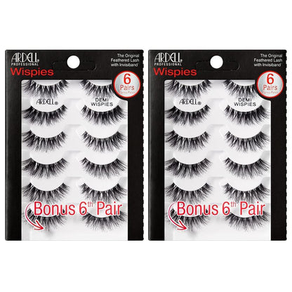 Ardell Demi Wispies False Wimpern Multipack – Natürliche Wimpern mit Invisiband für leichten Tragekomfort, 6 Paar, 2 Pack