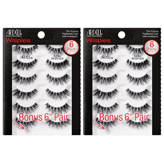 Ardell Demi Wispies False Wimpern Multipack – Natürliche Wimpern mit Invisiband für leichten Tragekomfort, 6 Paar, 2 Pack