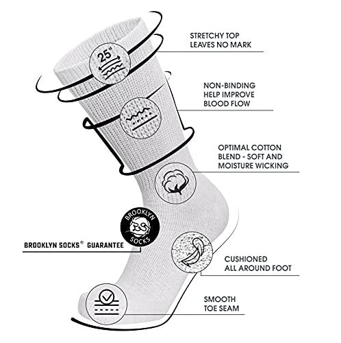 6 Paar Baumwoll-Socken für diabetische Neuropathie, Crew-Socken (Größe 9-11, passend für Herren Schuhgröße 7-9,5, Weiß)