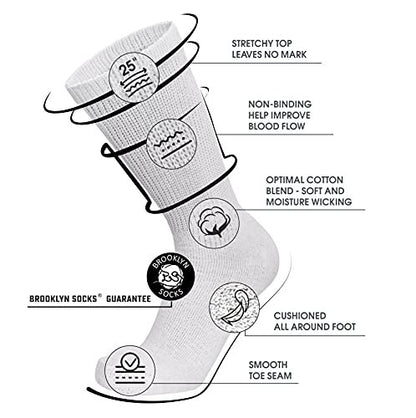 6 Paar Baumwoll-Socken für diabetische Neuropathie, Crew-Socken (Größe 9-11, passend für Herren Schuhgröße 7-9,5, Weiß)