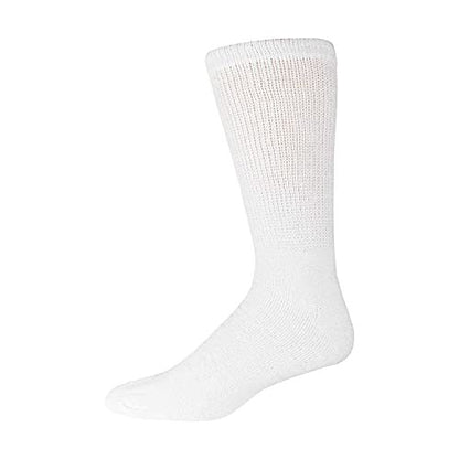 6 Paar Baumwoll-Socken für diabetische Neuropathie, Crew-Socken (Größe 9-11, passend für Herren Schuhgröße 7-9,5, Weiß)