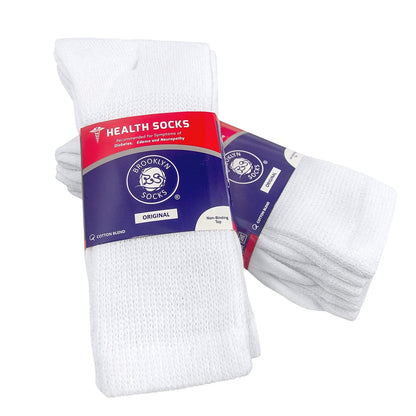 6 Paar Baumwoll-Socken für diabetische Neuropathie, Crew-Socken (Größe 9-11, passend für Herren Schuhgröße 7-9,5, Weiß)