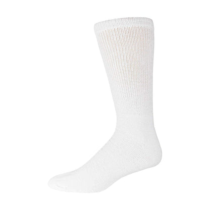 6 Paar Baumwoll-Socken für diabetische Neuropathie, Crew-Socken (Größe 9-11, passend für Herren Schuhgröße 7-9,5, Weiß)
