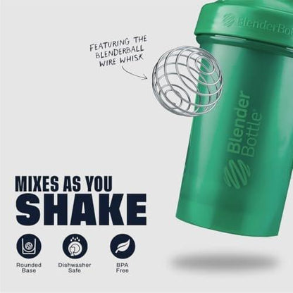 BlenderBottle Classic V2 Shaker Flasche – 20 Unzen, Smaragdgrün – Ideal für Proteinshakes & Pre-Workout