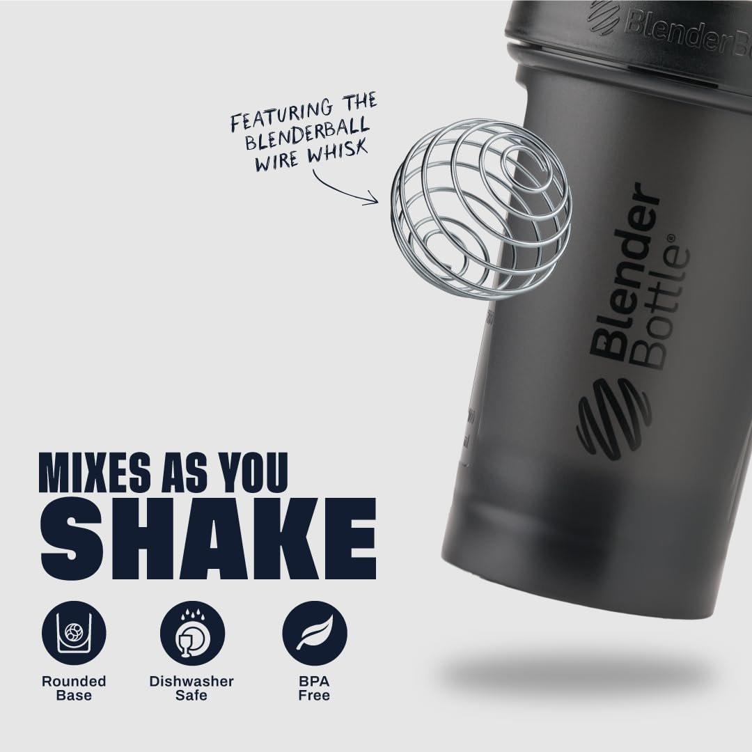 BlenderBottle Classic V2 Shaker-Flasche für Proteinshakes und Pre-Workout, 20 Unzen, Schwarz
