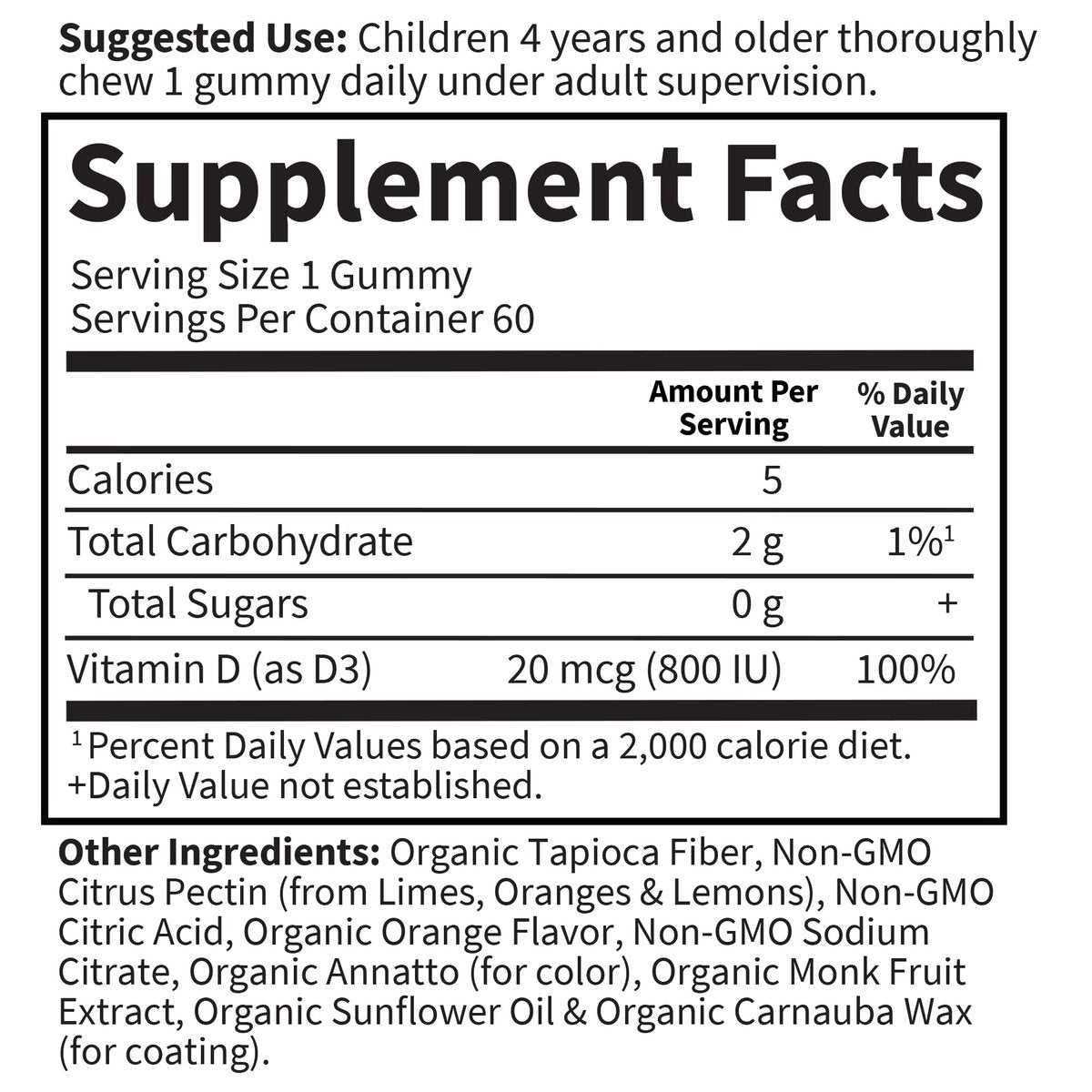 Garden of Life Kids Bioaktive Vitamin D3 Gummibärchen – 800 IE (100% Tagesbedarf) für starke Knochen, Zähne, Gehirn & Immunsystem – Ohne Zucker, Vegan, Nicht-GMO, Glutenfrei, Orangengeschmack, 60 Portionen
