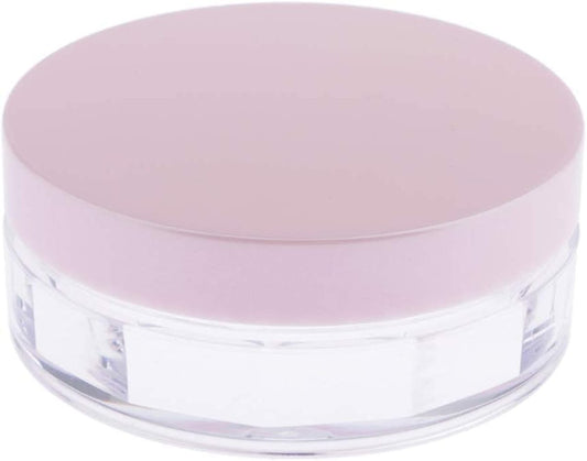 AKOAK Nachfüllbarer Puderbehälter aus Kunststoff, 10 ml, auslaufsicher, mit Schwammpuderquaste, elastischem Sieb und rosa Schraubdeckel