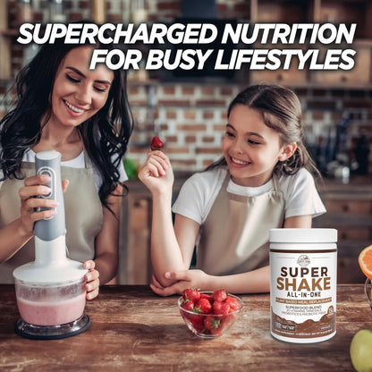 Country Farms All-in-One Super Shake Mahlzeitenersatz mit 15g pflanzlichem Protein, Superfoods, Vitaminen, Probiotika und Präbiotika, 12 Portionen, Schokolade, 12,48 Unzen