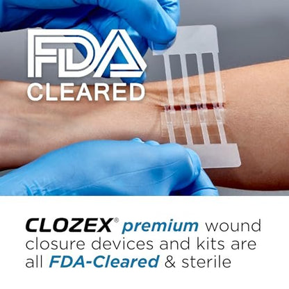 Clozex Notfall-Wundversorgungsset – Wunden ohne Nähte verschließen, Hautverschlussgerät für Wunden bis 3,8 cm Länge. Komplettes Set zur Reinigung, Schließung und Abdeckung von Wunden