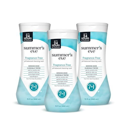 Summer's Eve Duftfreie Ganzkörper-Femininwäsche, Sanfte pH-ausgleichende Körperwäsche für Frauen, Entfernt Vaginalgeruch, 3er-Pack à 444 ml