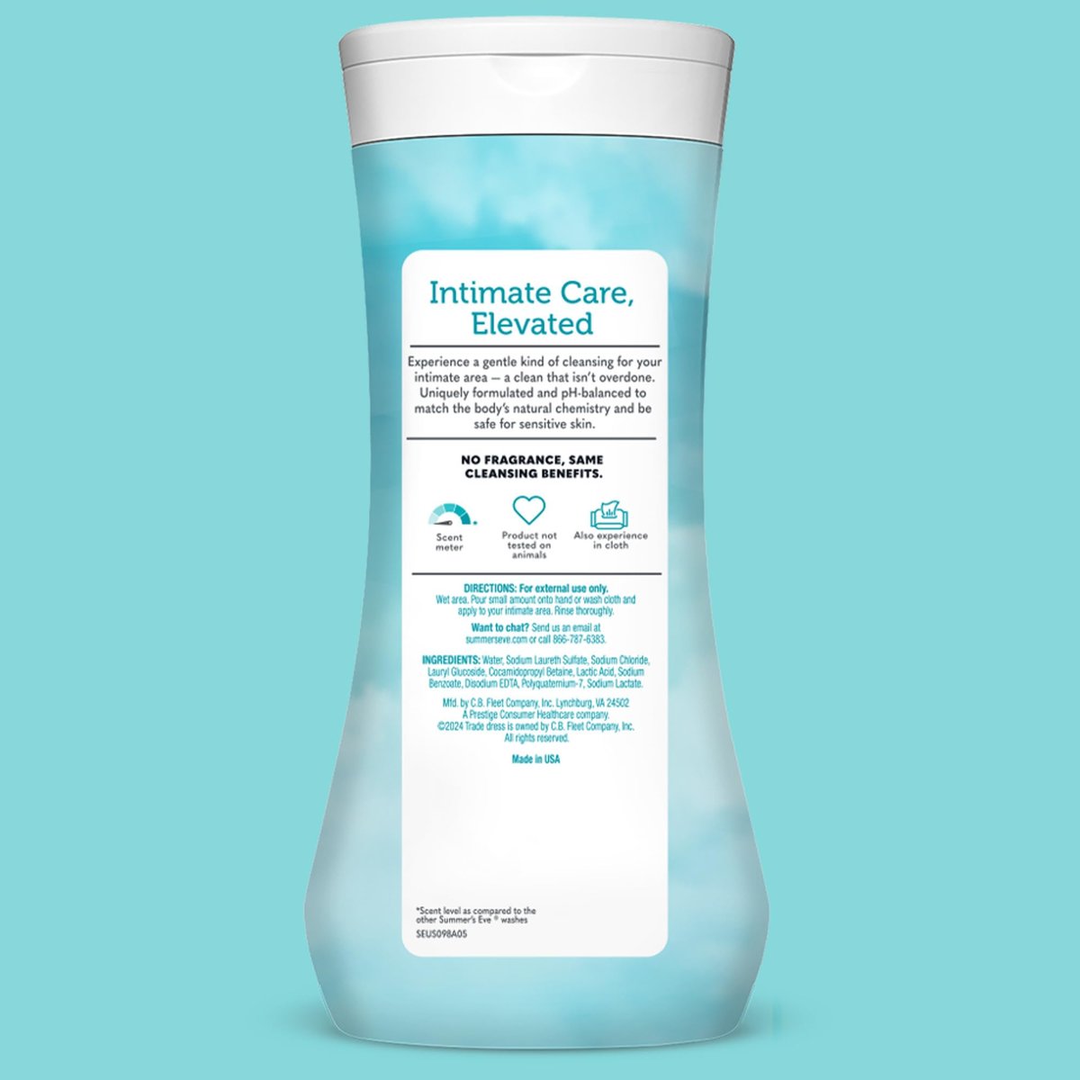 Summer's Eve Duftfreie Ganzkörper-Femininwäsche, Sanfte pH-ausgleichende Körperwäsche für Frauen, Entfernt Vaginalgeruch, 3er-Pack à 444 ml