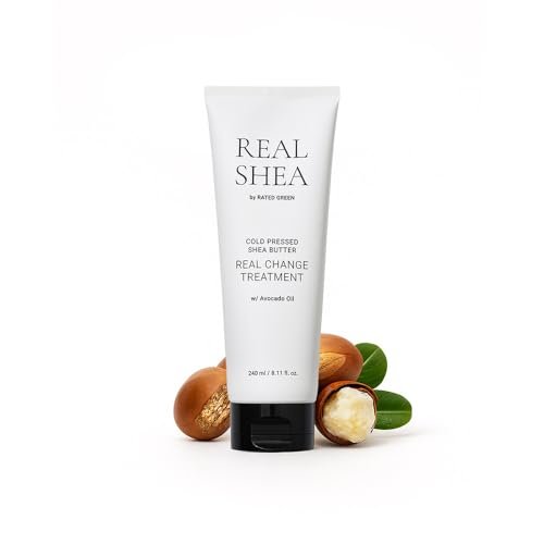 RATED GREEN Real Shea Real Change Behandlung – Tiefenwirksame Haarmaske mit Bio-Sheabutter & Avocadoöl für Haarreparatur & Feuchtigkeit, 240 ml