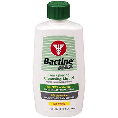 Bactine MAX 4 oz Schmerzlindernde Reinigungsflüssigkeit – Wundreiniger und Desinfektionsmittel
